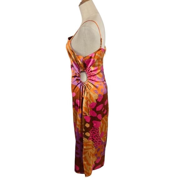 Christian Lacroix Satin Pink and Orange Cut Out Dress NWT - Picture 5 of 7